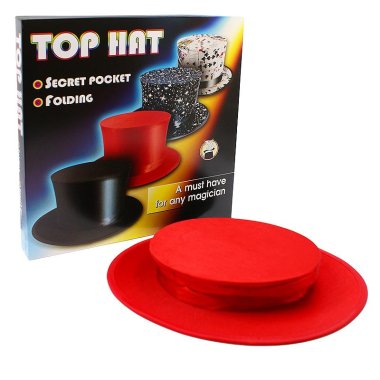 Folding Top Hat with Secret Pocket - Red