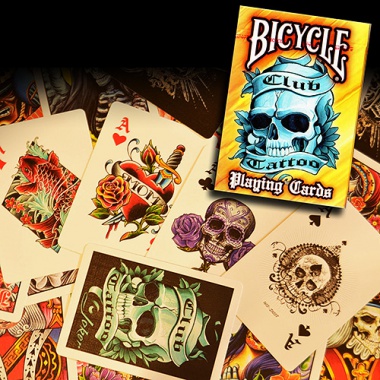 Karty Bicycle - Club Tattoo - Pomarańczowe